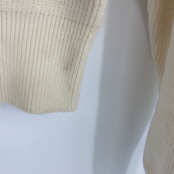 Free People Women's Cream Knit Semi-Cropped Sweater Cotton Blend size Small - Picture 5 of 8